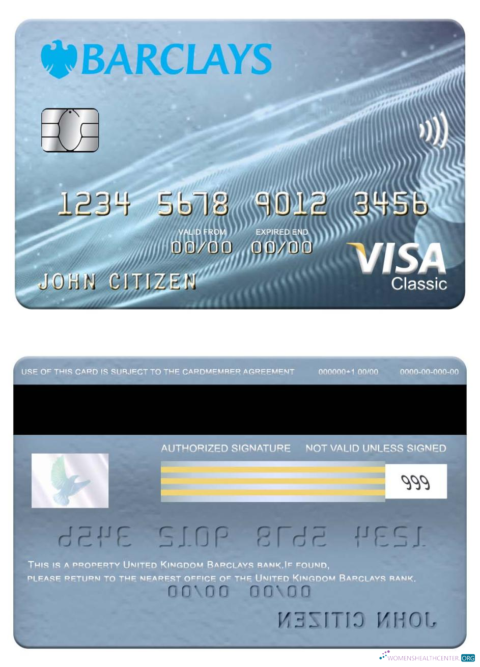 Download United Kingdom Barclays bank visa classic card Photoshop template